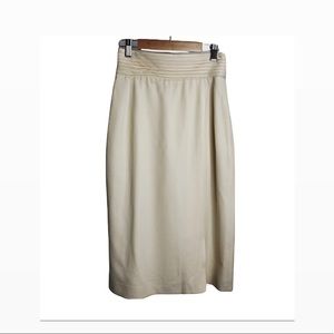 Valentino vintage pencil skirt band waist knee length off white 40/6